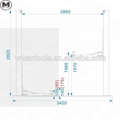 Δυνατότητα ανύψωσης 4000kg Δύο θέσεις ανύψωσης αυτοκινήτου με 2 βήματα