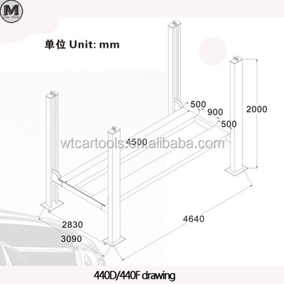 Δυνατότητα ανύψωσης 4000 κιλά 4 Post Car Hoist 4720mm μήκος 2.2KW ισχύς κινητήρα