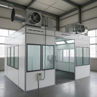 5.5KW European Type Air Intake Fan Car Spray Booth with 50mm Wall and G10 Diesel Burner for Auto Body Spray Booth